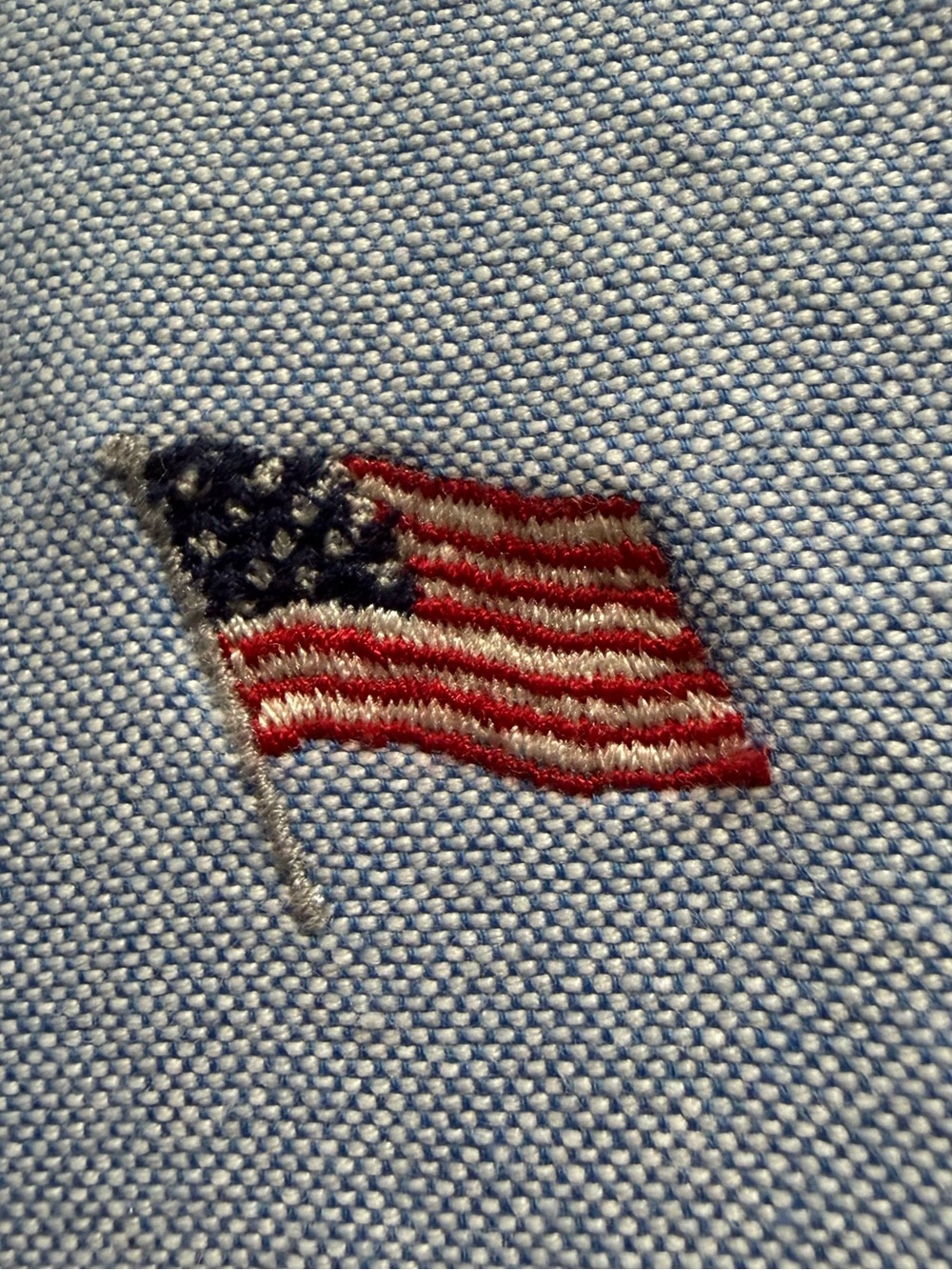 Ralph Lauren Light Blue Short-Sleeve Button-Down Shirt with Flag Embroidery - Picture 5 of 7